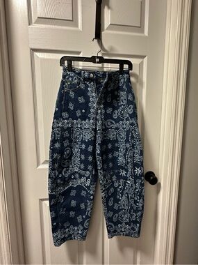 Blue Bandana Print Relaxed Pants